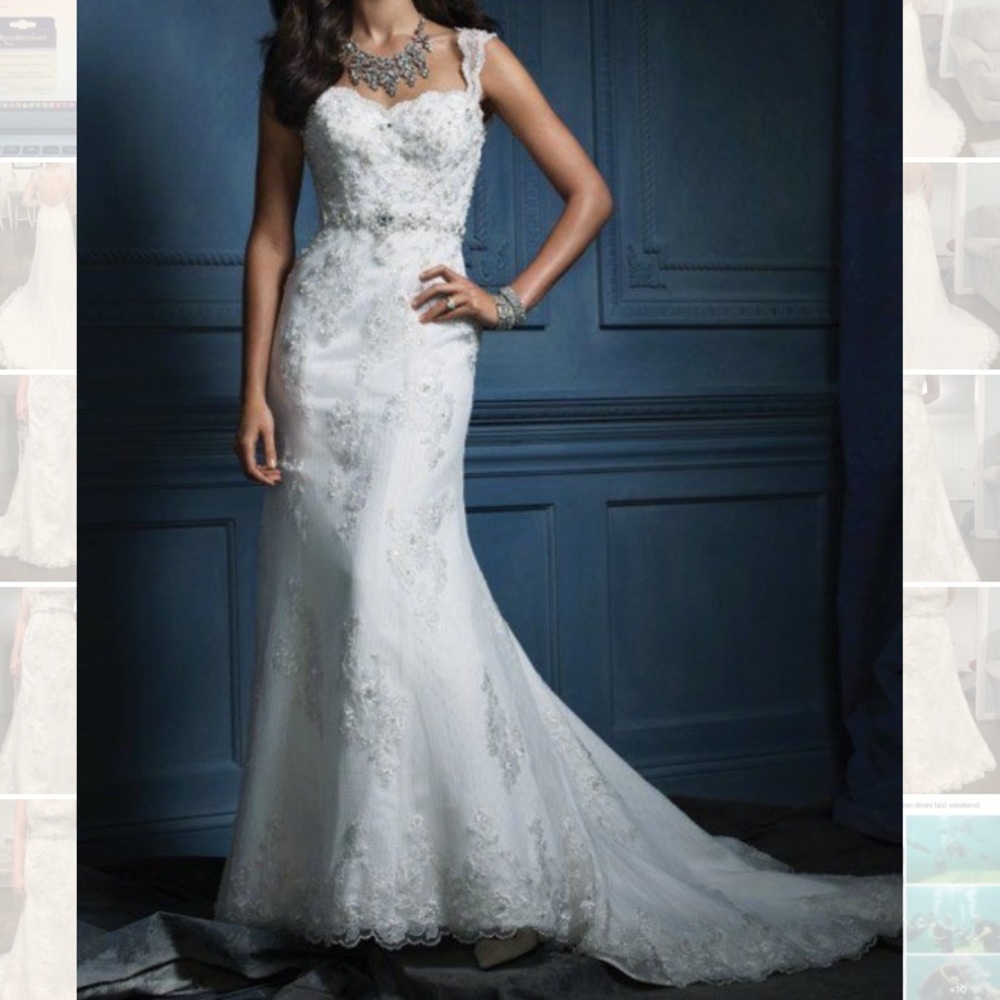 Alfred Angelo Ivory Lace Wedding Dress Size 14